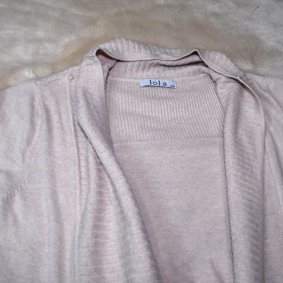 Lola Cardigan Small Medium Long Sleeve High Low Tan Open Front Sweater - Picture 11 of 14